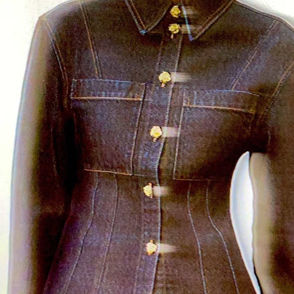 H&M Defined Waist denim shirt medium dark blue